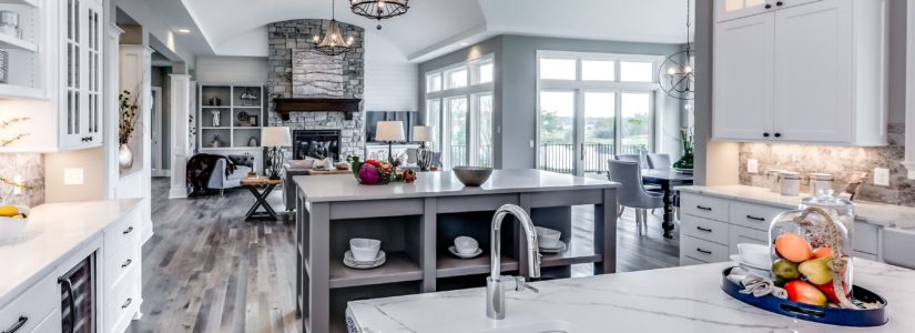 A Lakeview Orono home full kitchen view.