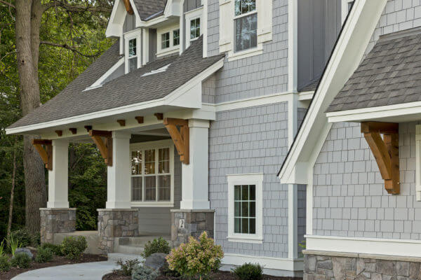 The front entrance of a Lakeview home on Tree Farm Lane