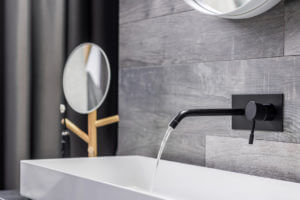 A modern black faucet