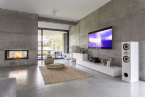 A room that effectively utilizes concrete