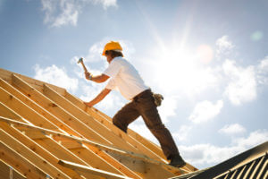A construction worker building a new house