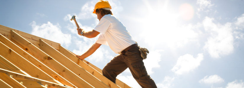 A construction worker building a new house